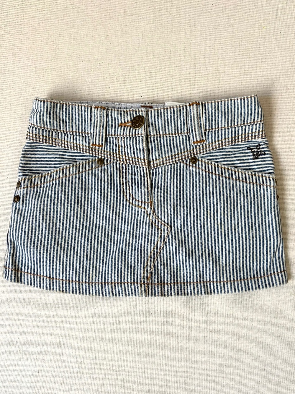 Billtornade Girls Railroad Stripe Denim Mini Skirt vintage vibe Size 4T